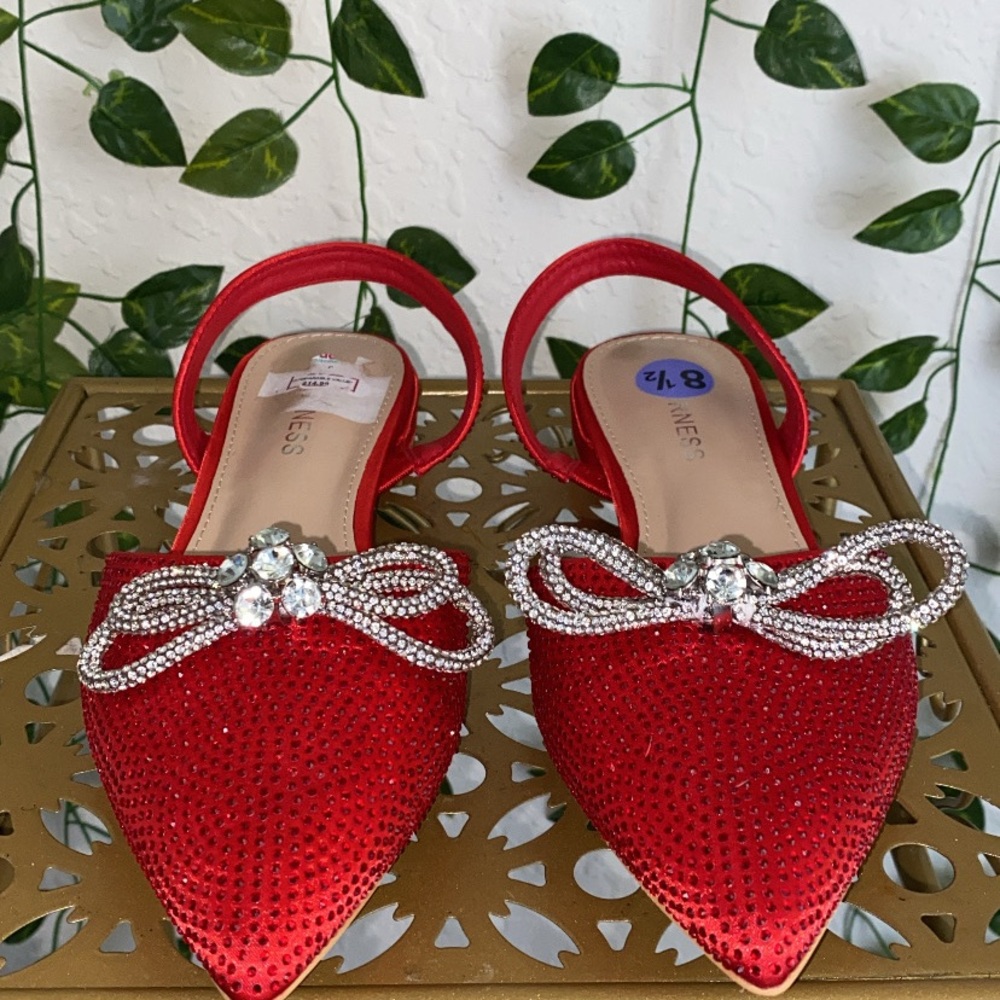 Guess Red Rhinestone Flats with Slingback